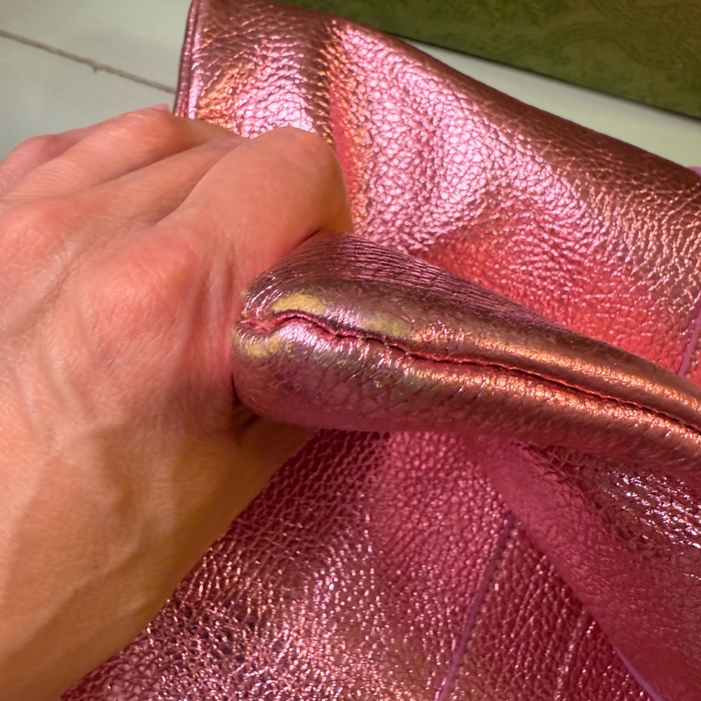 Metallic Pink Leather Tote Bag - Picture 8 of 11